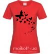 Женская футболка Бабочки в полете Красный фото