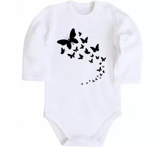 Дитячий бодік Метелики в польоті Білий фото