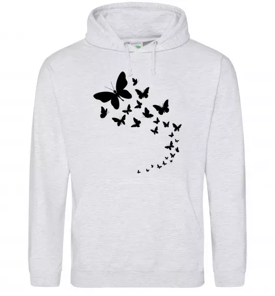 Мужская толстовка (худи) Метелики в польоті Серый меланж фото