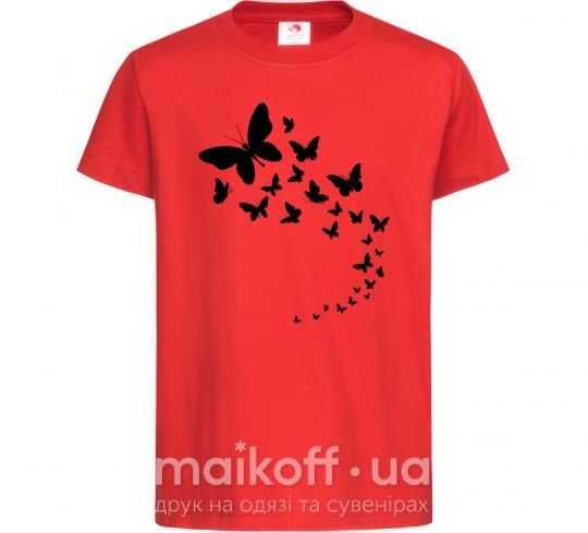 Детская футболка Бабочки в полете Красный фото