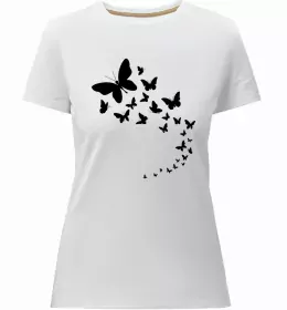 Женская премиум футболка Butterfly напис Белый фото