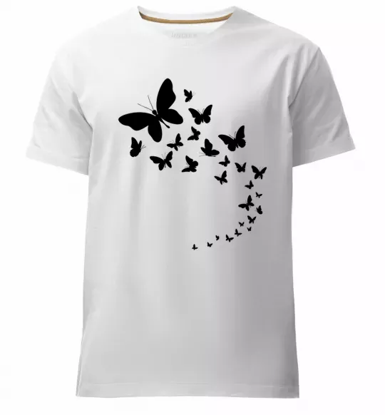 Чоловіча преміум футболка Метелики в польоті Білий фото