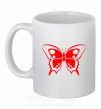 Чашка керамическая Красная бабочка Белый фото