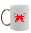 Чашка з кольоровою ручкою Червоний метелик Золото фото