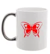 Чашка з кольоровою ручкою Червоний метелик Срібло фото