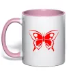 Чашка з кольоровою ручкою Червоний метелик Ніжно рожевий фото