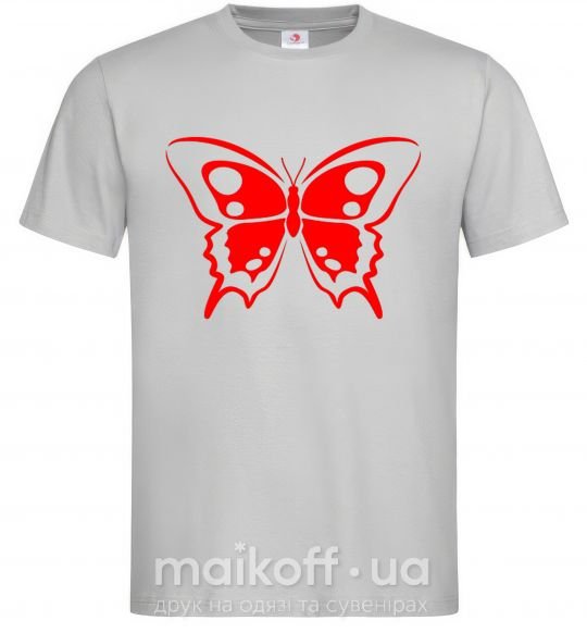 Мужская футболка Красная бабочка Серый фото