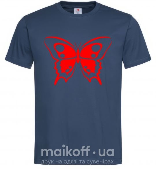 Мужская футболка Красная бабочка Темно-синий фото