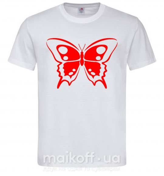 Мужская футболка Красная бабочка Белый фото