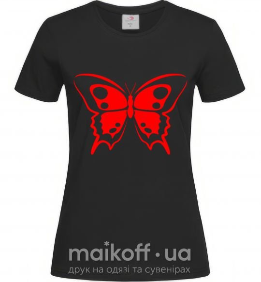 Женская футболка Красная бабочка Черный фото