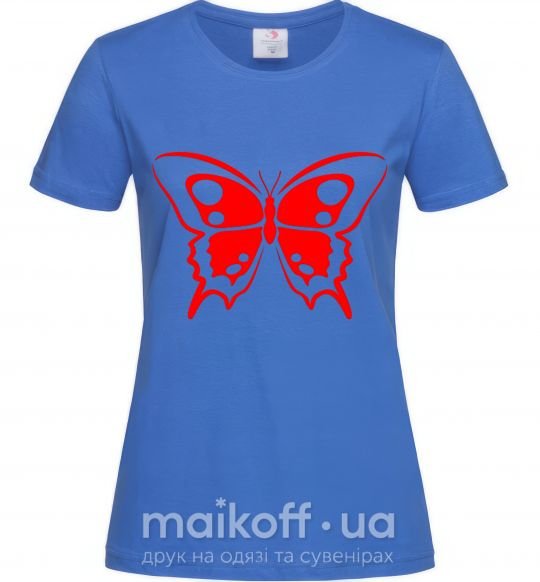 Женская футболка Красная бабочка Ярко-синий фото
