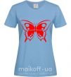 Женская футболка Красная бабочка Голубой фото