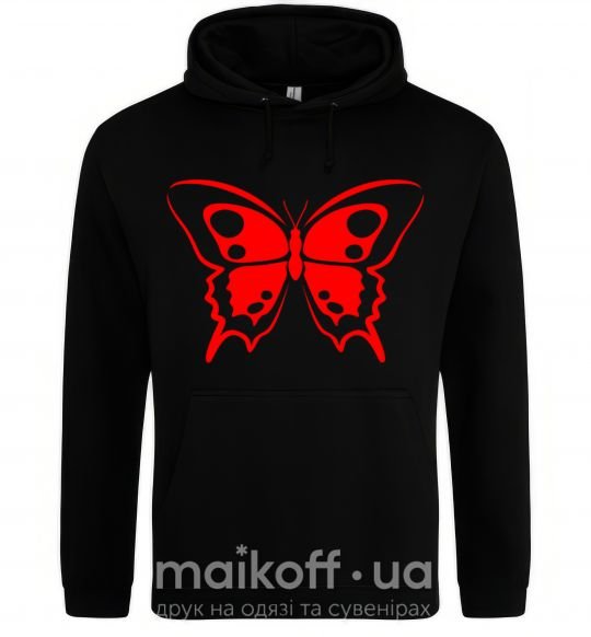 Мужская толстовка (худи) Красная бабочка Черный фото