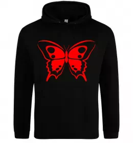 Мужская толстовка (худи) Червоний метелик Черный фото