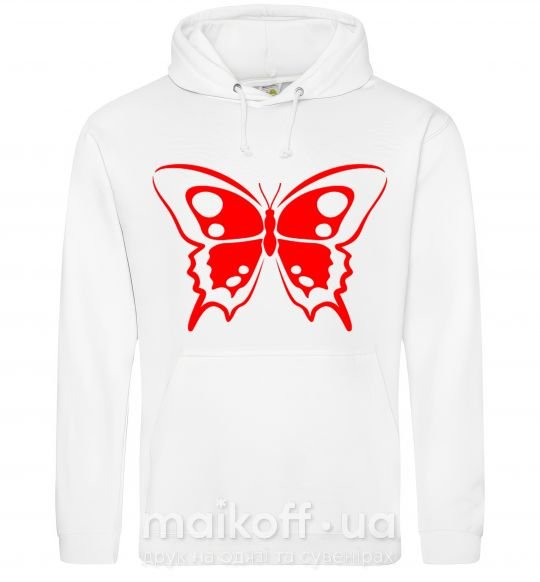 Мужская толстовка (худи) Красная бабочка Белый фото