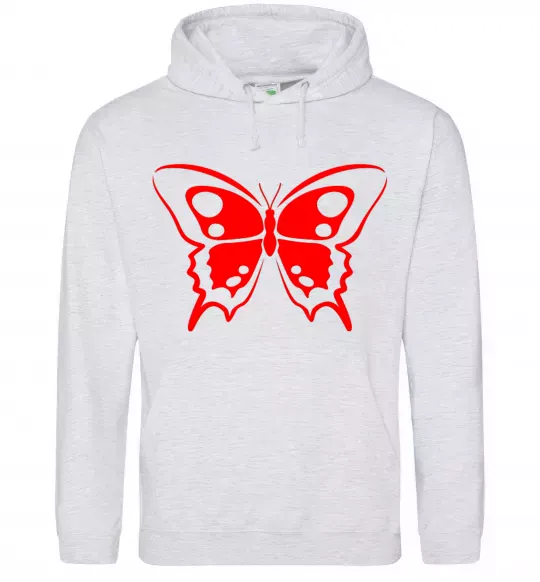 Женская толстовка (худи) Червоний метелик Серый меланж фото