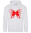 Женская толстовка (худи) Червоний метелик Серый меланж Женская толстовка (худи) Червоний метелик Серый меланж фото