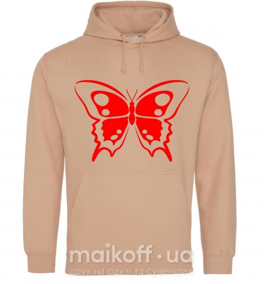 Женская толстовка (худи) Красная бабочка Песочный фото