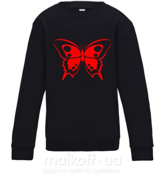 Детский Свитшот Красная бабочка Черный фото