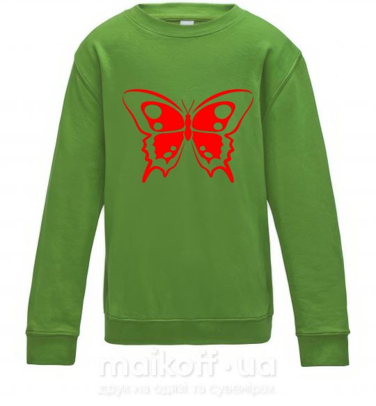 Детский Свитшот Красная бабочка Лаймовый фото