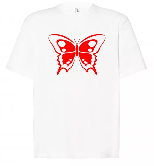 Футболка Оверсайз Червоний метелик Білий фото