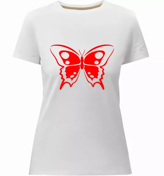 Жіноча преміум футболка Червоний метелик Білий фото