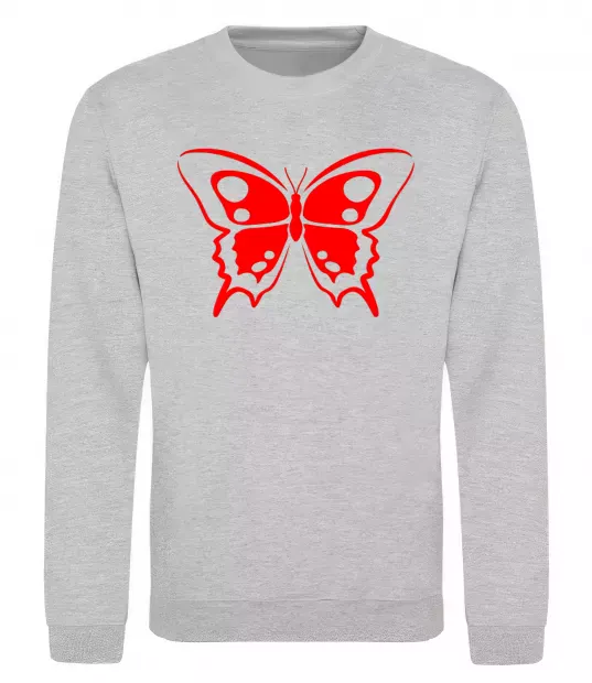 Свитшот Червоний метелик Серый меланж фото