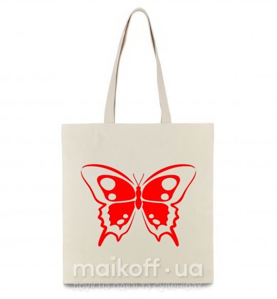 Эко-сумка Красная бабочка Бежевый фото
