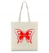 Эко-сумка Красная бабочка Бежевый фото