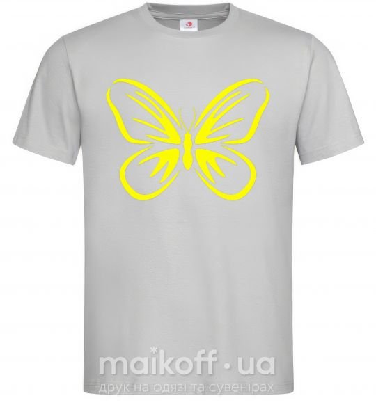 Мужская футболка Желтая бабочка неон Серый фото