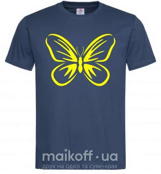 Мужская футболка Желтая бабочка неон Темно-синий фото