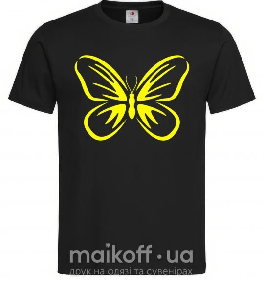 Чоловіча футболка Желтая бабочка неон Чорний фото