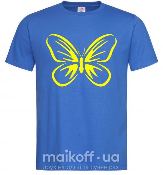 Мужская футболка Желтая бабочка неон Ярко-синий фото