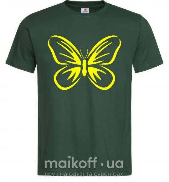 Мужская футболка Желтая бабочка неон Темно-зеленый фото