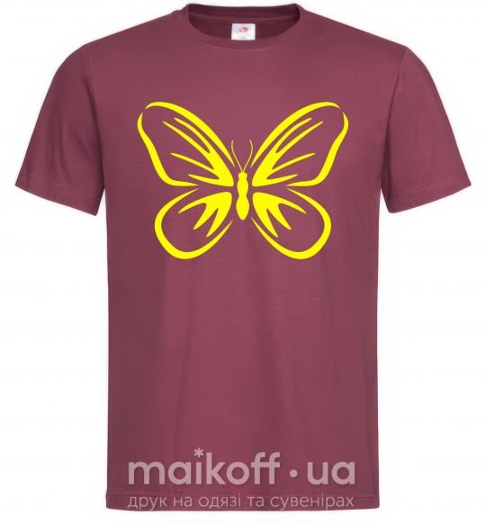 Мужская футболка Желтая бабочка неон Бордовый фото