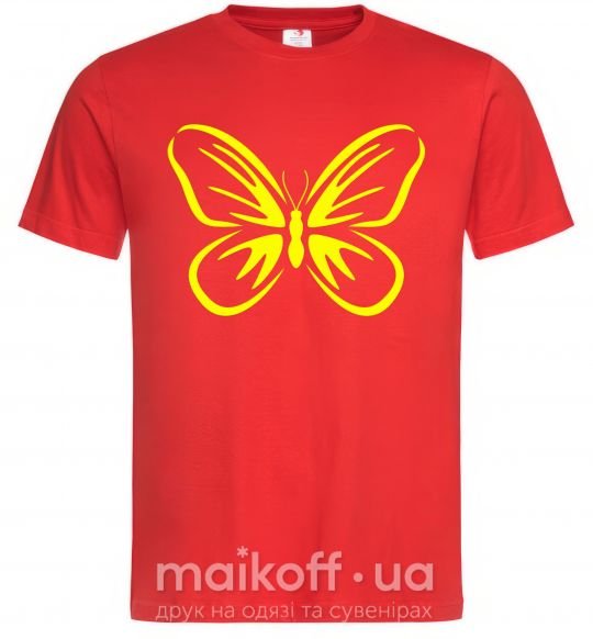 Мужская футболка Желтая бабочка неон Красный фото