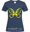Женская футболка Желтая бабочка неон Темно-синий фото