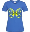 Жіноча футболка Жовтий метелик неон Яскраво-синій Жіноча футболка Жовтий метелик неон Яскраво-синій фото