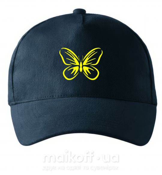 Кепка Желтая бабочка неон Темно-синий фото