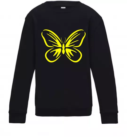 Дитячий світшот Жовтий метелик неон Чорний фото