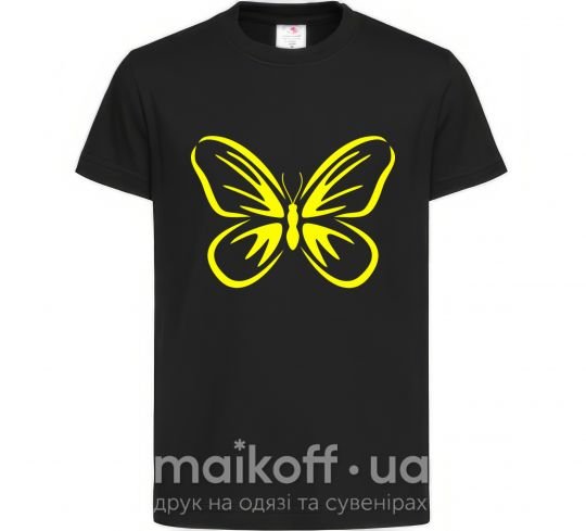 Детская футболка Желтая бабочка неон Черный фото