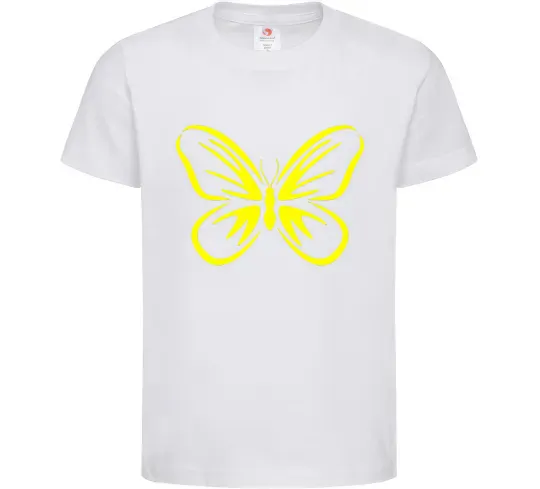 Дитяча футболка Жовтий метелик неон Білий фото