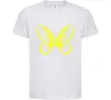 Дитяча футболка Жовтий метелик неон Білий фото
