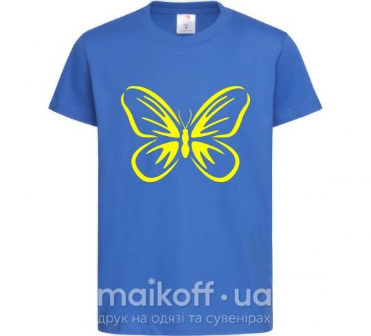 Детская футболка Желтая бабочка неон Ярко-синий фото