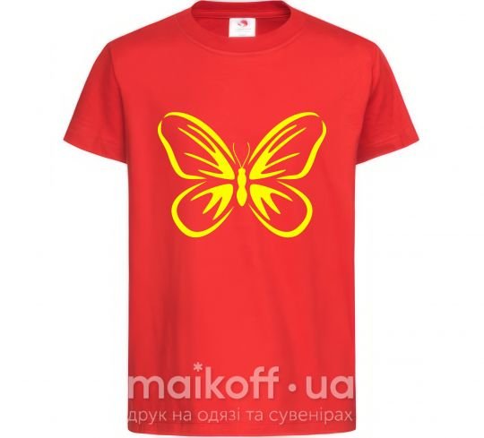 Дитяча футболка Желтая бабочка неон Червоний фото