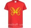 Детская футболка Желтая бабочка неон Красный фото