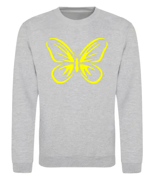 Свитшот Жовтий метелик неон Серый меланж фото