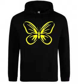 Мужская толстовка (худи) Жовтий метелик неон Черный фото