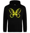 Чоловіча толстовка (худі) Жовтий метелик неон Чорний Чоловіча толстовка (худі) Жовтий метелик неон Чорний фото