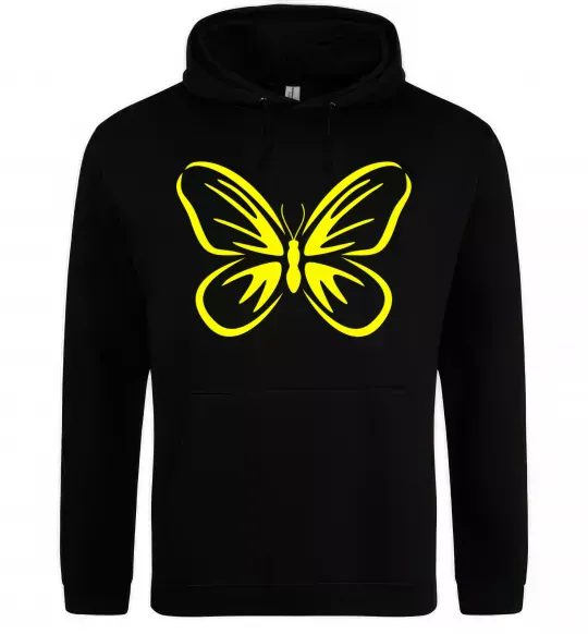 Женская толстовка (худи) Жовтий метелик неон Черный фото